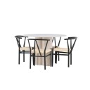 Olivia Spisegruppe 110 cm Rund med 4 Alfons stoler   Beige/Svart