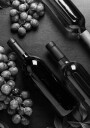Wine Bottles and Grapes Black and White Plakat Plakat / 40x50cm