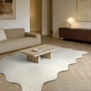 Bølget ullteppe   Diu Hand Tufted Wool Premium hvit Størrelse: 160 x 230 cm