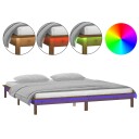 vidaXL Sengeramme med LED honningbrun 140x190 cm heltre