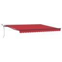 Automatisk Uttrekkbar Markise med LED Rød 400x300 cm  Markise Erstatningsstoff for 4x3 m Ramme Rød