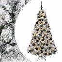 vidaXL Kunstig juletre med julekuler 180 cm 300 LED-lys Varmhvit