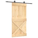 vidaXL Skyvedør Naturlig og svart 100 x 210 cm Massiv Furu Tre