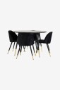 Venture Home   Spisegruppe Dipp med 4 stk spisestoler Velvet   Svart