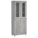  Highboard grå sonoma 69,5x34x180 cm konstruert tre