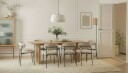 Richeto spisebord 240 cm med 8 Lucy spisestoler - Naturlig finish / Greige bouclé / Metallben svart