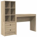  Skrivebord med lagring 2 pcs Sonoma eik 100 x 40 x 76 cm