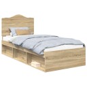  Sengestamme med hodegjerde Sonoma eik 90 x 200 cm Massiv furu
