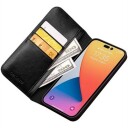 Qialino Classic iPhone 14 Pro Max Lommebok-deksel I Lær Svart