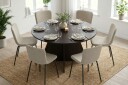 Vera spisegruppe rund 150 cm røkt eik med 6 Katy spisestoler   Røkt eik
