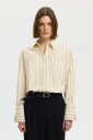 Selected Women   Overtreksskjorte Slwdannie Ls Stripe Oversize Shirt   Grå