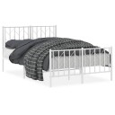 vidaXL Sengeramme i metall med hode- og fotgavl hvit 120x200 cm 8721012250352