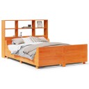  Seng med bokhylle uten madrass voksbrun 135x190 cm heltre 8721158626103