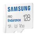 Samsung PRO Endurance MB-MJ128KA - Flashminnekort (microSDXC til SD-adapter inkludert) - 128 GB - Video Class V30 / UHS-I U3 / Class10 - microSDXC UHS-I - hvit