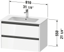 Duravit Ketho.2 Servantskap 2 Skuffer 810x480 mm Grafitt Matt