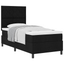 Box Spring seng med madrass svart enkel stoff