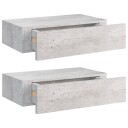 vidaXL Veggmonterte skuffehyller 2 stk betonggr? 40x23,5x10 cm MDF