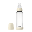 BIBS Glass Babyflaske Rund Silikon 240 ml Medium Flow Ivory