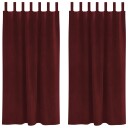  Gardiner med gardiner 2 pcs Vinrød 140 x 175 cm Fløyel
