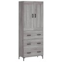  Highboard grå sonoma 69,5x34x180 cm konstruert tre