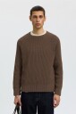Selected Slmbraun Knit Rib Crew Neck Noos   Brown   XXL