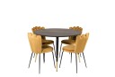 Venture Home Dipp Spisegruppe 115 cm Rund med 4 Limhamn Stoler Sort/Guld