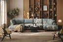 Copenhagen Premium 5 personers Venstrevendt U formet Dyb Sofa med Divan og Chaiselong i Chenille   Grå/blå