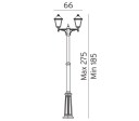 London 482 Lyktestolpe m/2 Lyktehode Høyde 185-275 cm Hvit