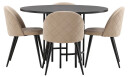 Venture Design Copenhagen & Velvet spisegruppe Beige/svart 4 stoler & bord 115 cm