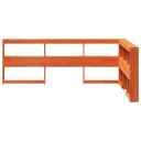  Bokhylle sengegavl L formet voksbrun 120 cm heltre furu
