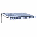 vidaXL Uttrekkbar markise Blå og hvit 3,5 x 2 m Polyester og Metall