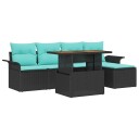vidaXL Hagesofa Set med pute med lagring 6 pcs Svart og blå