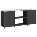  Kjøkkenoppbevaringssett med hylle 3 pcs Svart 210 x 50 x 92 cm