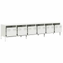 TV benk hvit 202x39x43,5 cm kaldvalset stål