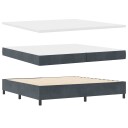  Box Spring Seng med Madrass & Benk Mørk Grå 200x200 cm Fløyel
