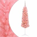 vidaXL Kunstig slankt juletre med julekuler 150 cm 150 LED-lys