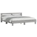 vidaXL Sengeramme med hodegavl grå sonoma 200x200 cm konstruert tre 8721012246140