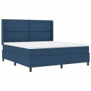  Box Spring Bed med Madrass & LED Blå 180x200 cm Stoff