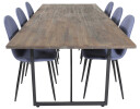 Venture Design Padang & Polar spisegruppe Natur/blå 6 st stoler & bord 250 x 100 cm