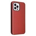 iPhone 14 Pro Max Flip-deksel Karbonfiber Oransje