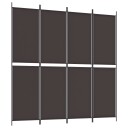 vidaXL Romdeler med 4 paneler brun 200x200 cm stoff