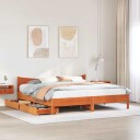  Sengeramme med skuffer voksbrun 200x200 cm heltre furu