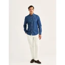 Morris Light Denim Shirt Slim Fit Navy M
