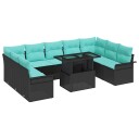 vidaXL Hagesofa Set 10 stk. Svart Poly Rattan