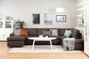 Crazy 5 seters Høyrevendt U formet X Large Sofa med Divan og Sjeselong i Stoff   Brun