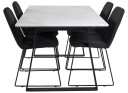 Venture Design Estelle & Muce spisegruppe Hvit/svart 4 st stoler & bord 140 x 90 cm