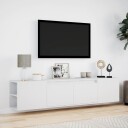  Vegghengt TV-benk med LED hvit 180x31x39,5 cm