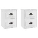 vidaXL Veggmonterte nattbord 2 stk høyglans hvit 41,5x36x53 cm