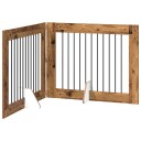 Vidaxl Foldbar Hundegitter Med Stativer 2 Stk. Gammelt Tre 200.5 cm