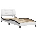  Sengeramme med LED-lys hvit og svart 180x200 cm kunstig lær 8721012356139